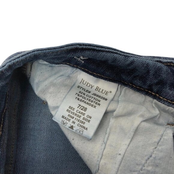 Judy Blue Jeans Size 28 Raw Hem Relaxed High Rise Stretch Blue Denim JB88259 - Picture 8 of 8